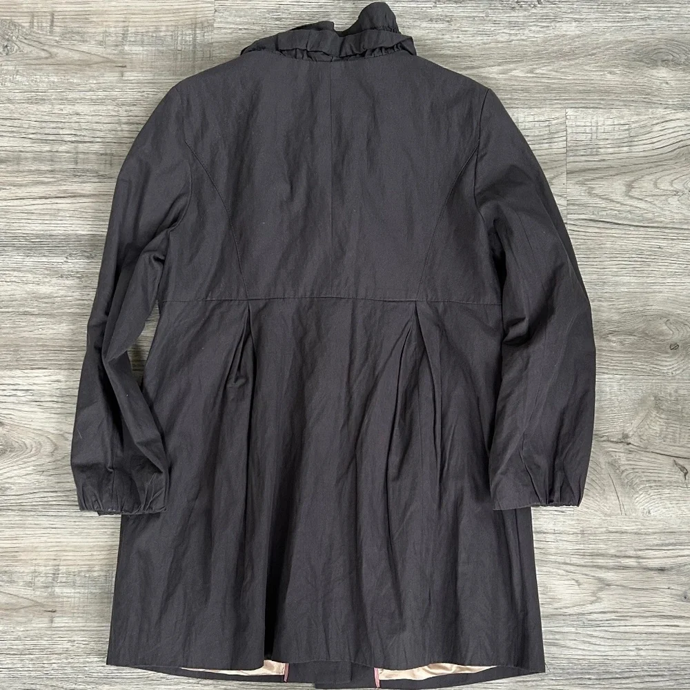 Ann Taylor LOFT‎ Gray Ruffle Collar Button Jacket Sz LP